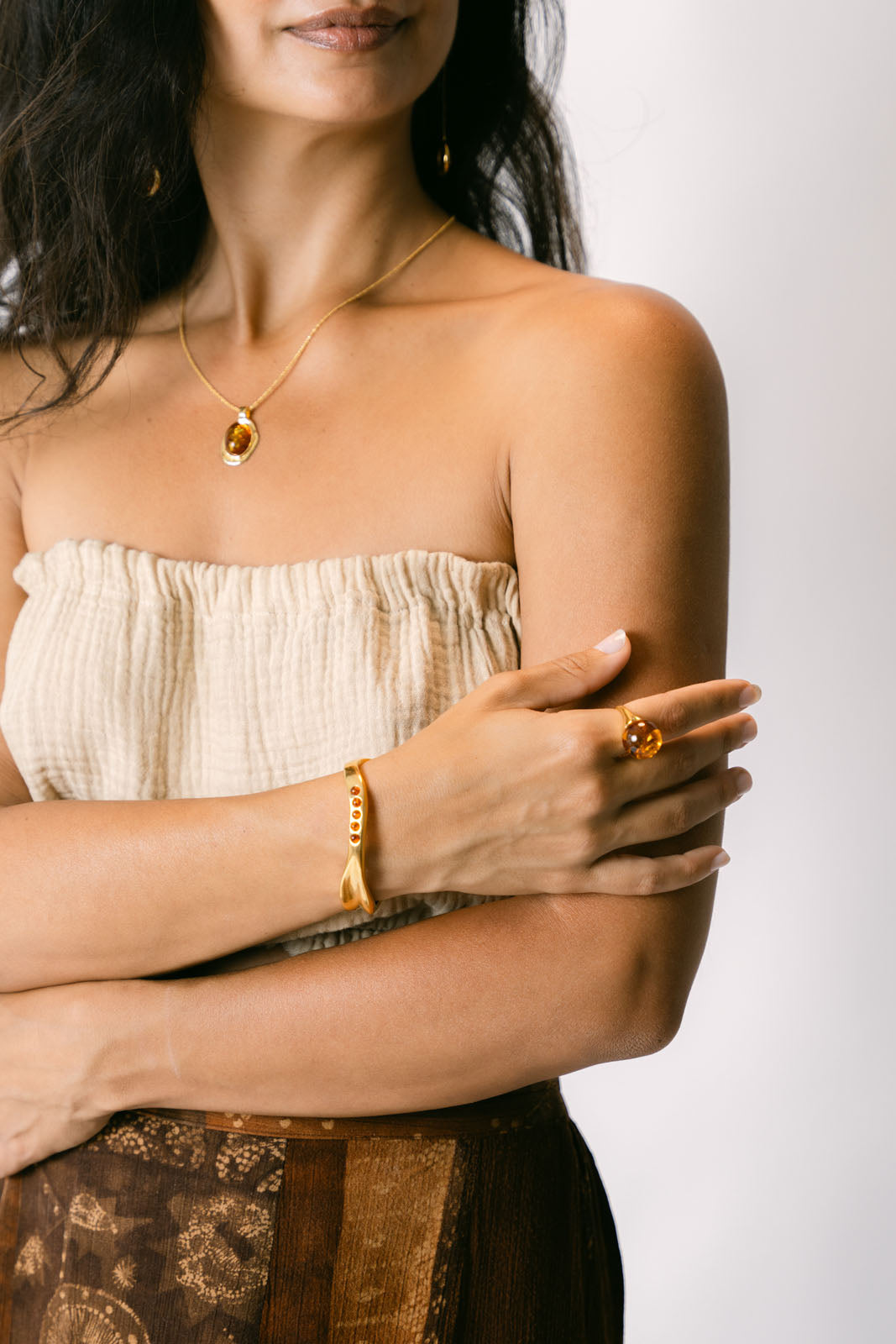 Five-Stone Amber Cuff Bracelet