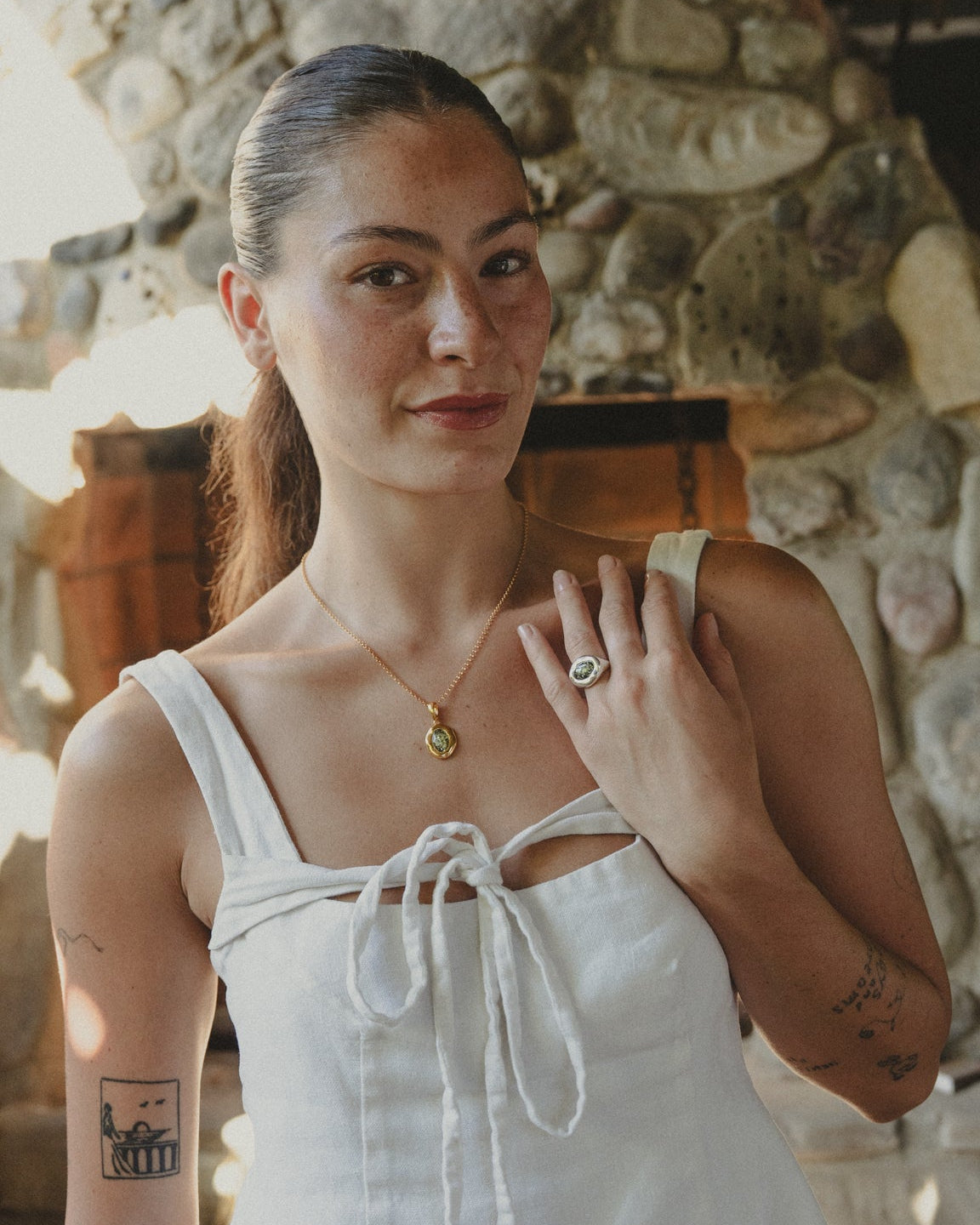Golden Nectar Necklace – Green Amber